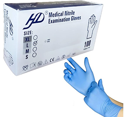 دستکش نیتریل آبی برند HD (وارداتی)